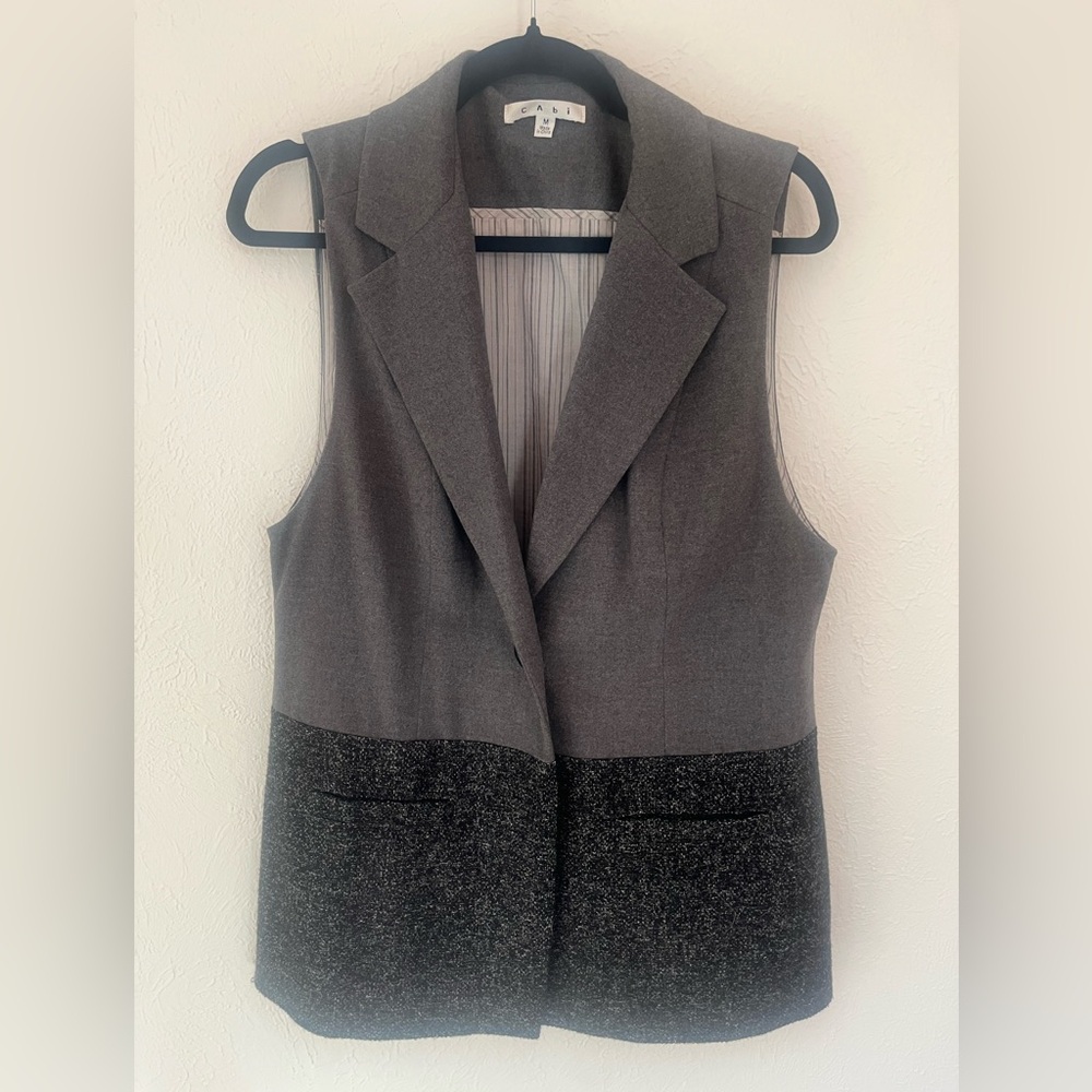 Cabi Over The Moon Gray Two Tone Single Button Front Vest - Picture 2 of 4